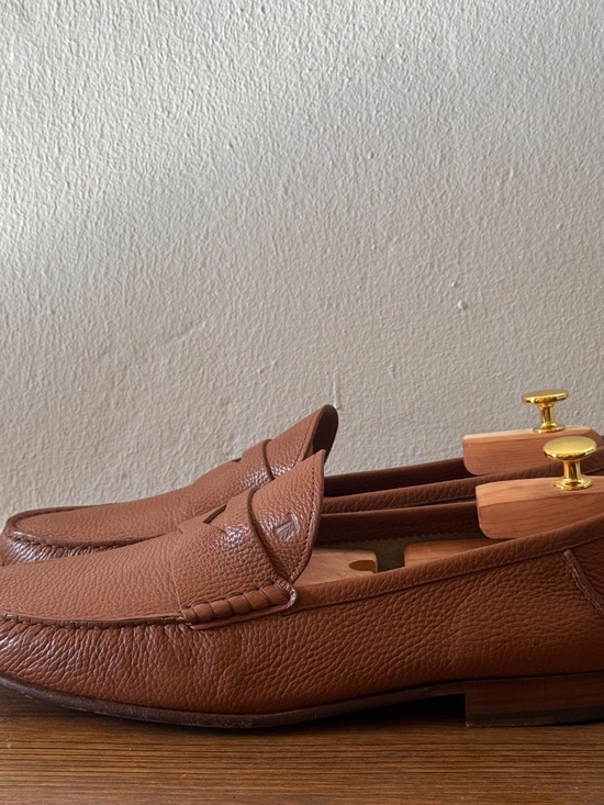 Tod\'s Pebbled Leather Penny Loafers Men\'s Size 11 Made in Italy Cognac Brown Lux main image 5